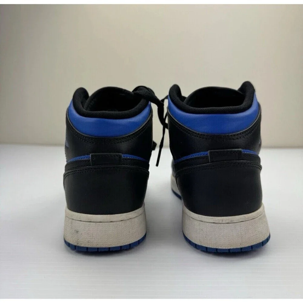 Nike Air Jordan 1 Mid Hyper Royal Black Blue Youth 7Y Sneakers
